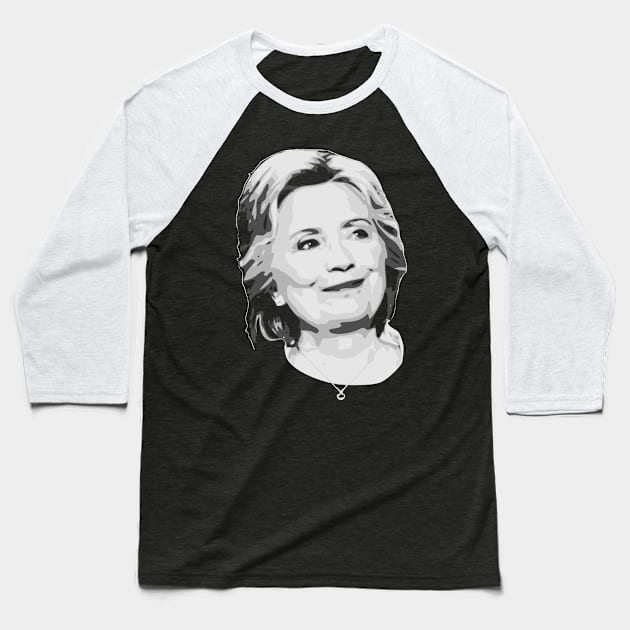 Hillary Clinton Black and White Baseball T-Shirt by Nerd_art